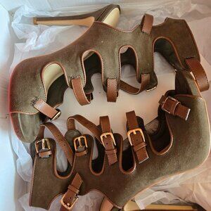 Shoe Dazzle Shoes Rosselyn Heeled Sandal Size 7 - Olive Green